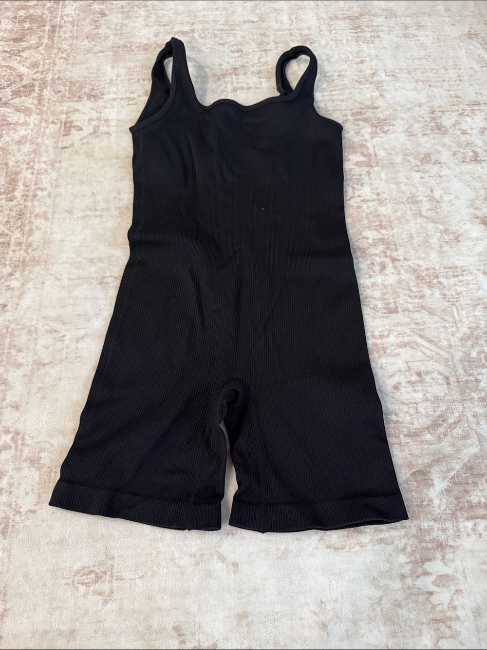 Women’s Black Ribbed Tank Short Romper